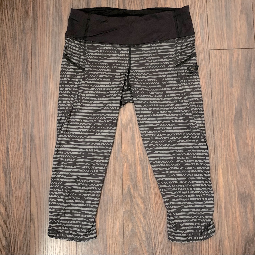 Euc Lululemon Sz 6 Slate Palm Stripe Crop Pants